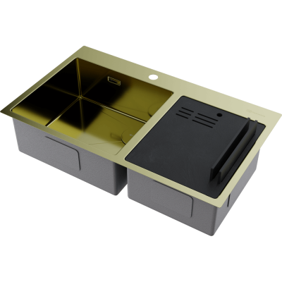 Кухонная мойка Omoikiri Akisame 86-2 Side-LG (4997048), прямоугольная, светлое золото