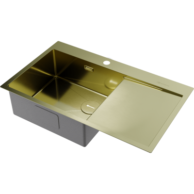 Кухонная мойка Omoikiri Akisame 86-L Side-LG (4997045), прямоугольная, светлое золото