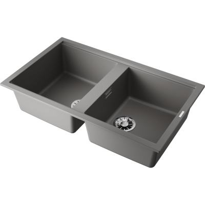 Кухонная мойка Omoikiri Kitagawa 86-2-GR (4993491), две чаши, leningrad grey